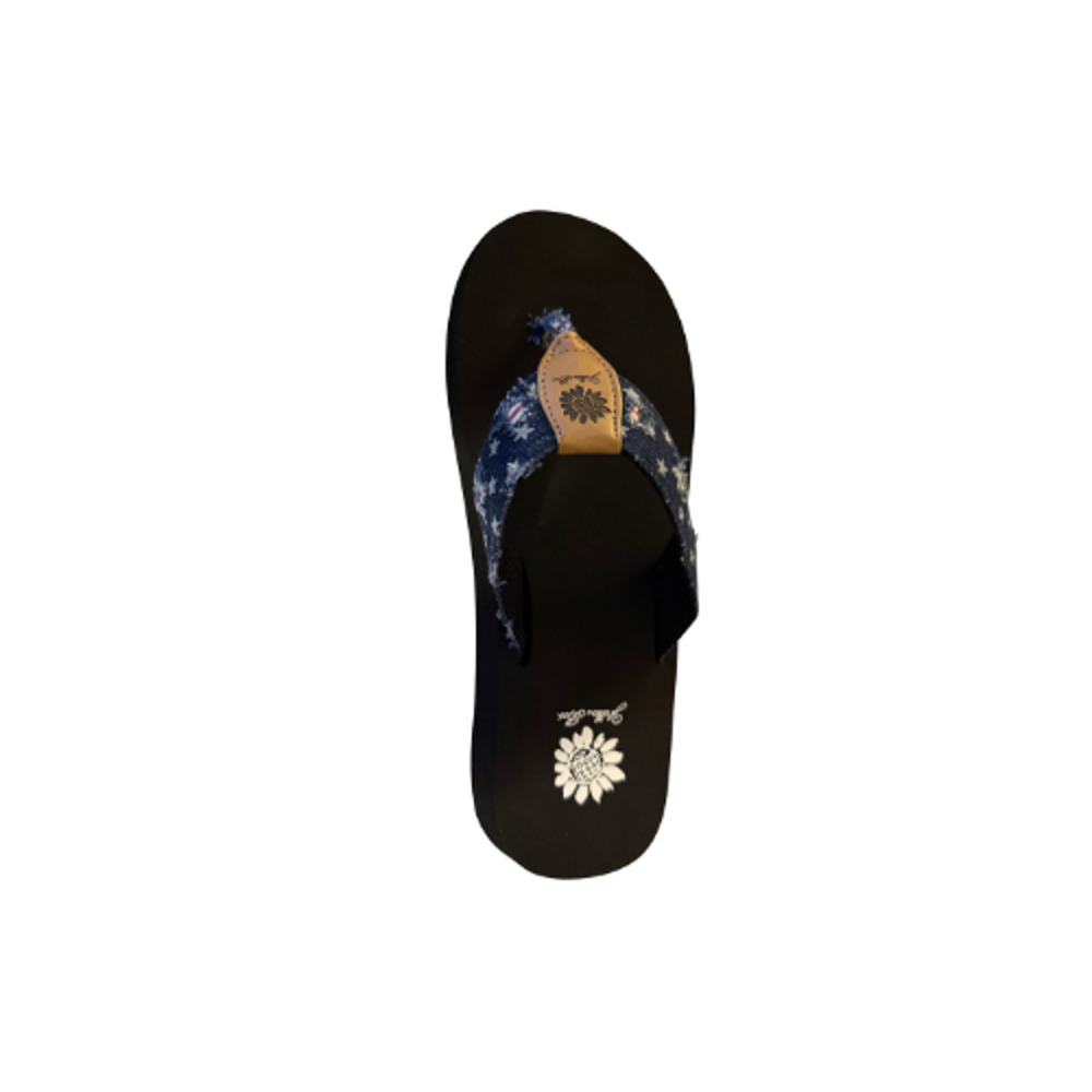 Yellow Box Women’s Flip Flops – Size 9 M – Denim Star Strap – New in Box